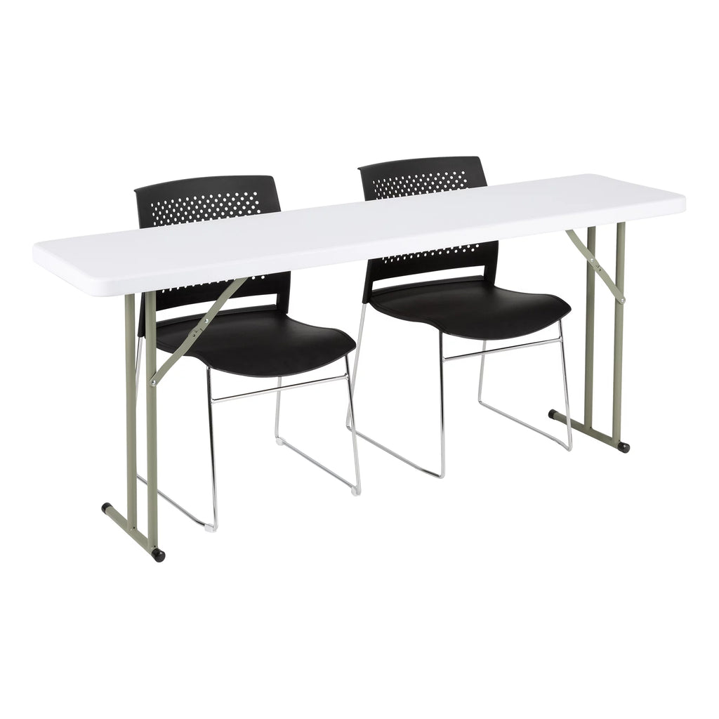 White 6 ft Heavy Duty Portable Plastic Folding Table Q85824