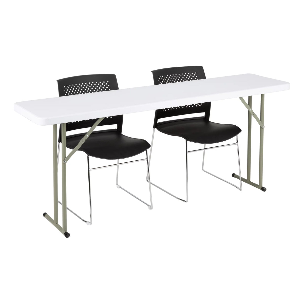 White 6 ft Heavy Duty Portable Plastic Folding Table Q85824