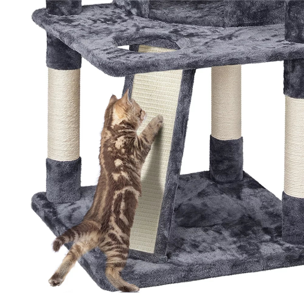 Large Dark Gray Cat Tree with Scratching Board D320
