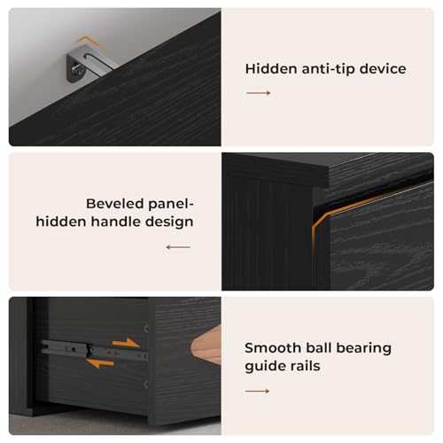 Black Brown 4 Drawer Wooden Dresser F7574