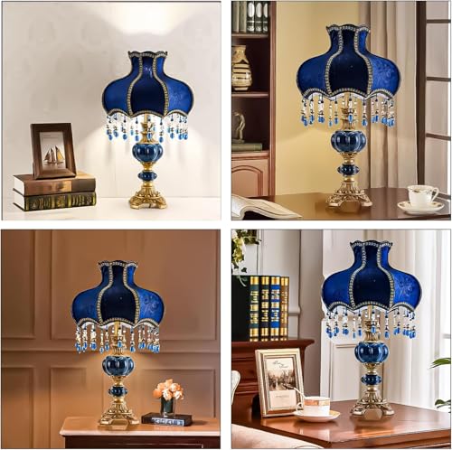 Fabric Lampshade Antique Varnished Resin Table Lamp J92561