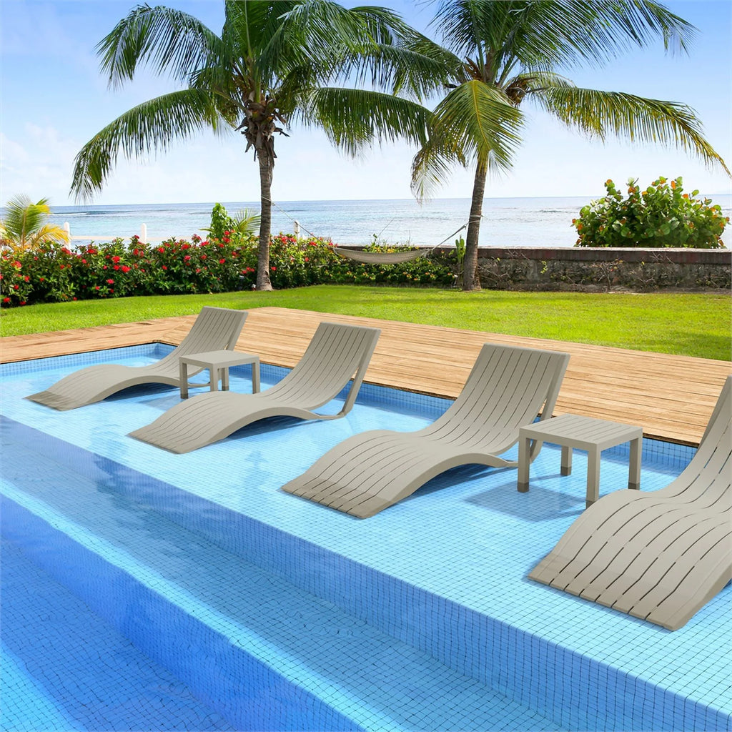 Slim Pool Chaise Sun Lounger Taupe F3721