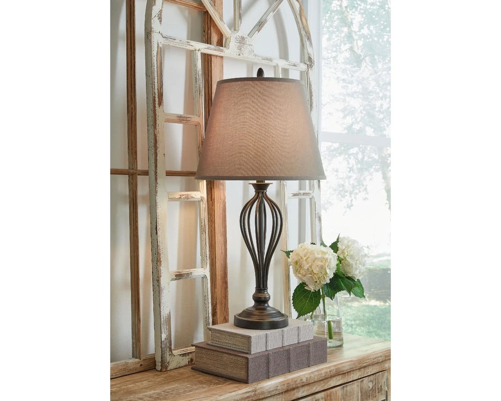 Antique Bronze Metal Table Lamp with USB-C Charging Port, Set of 2 U316464