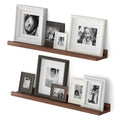 24" Walnut Wood Floating Shelves, Set of 2 S144