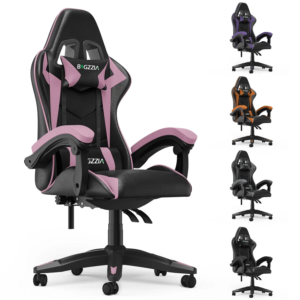 Pink Gaming Chair with Lumbar Support and Headrest L1527