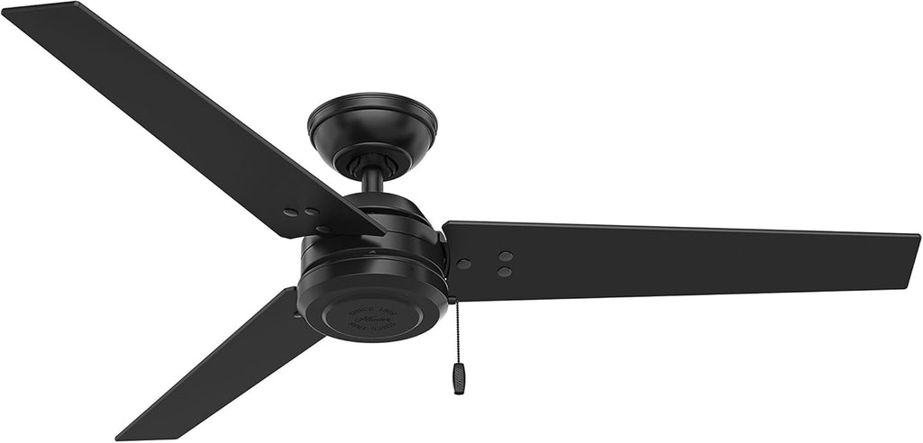 Indoor Outdoor Ceiling Fan with Pull Chain Control, 52, Matte Black N3149