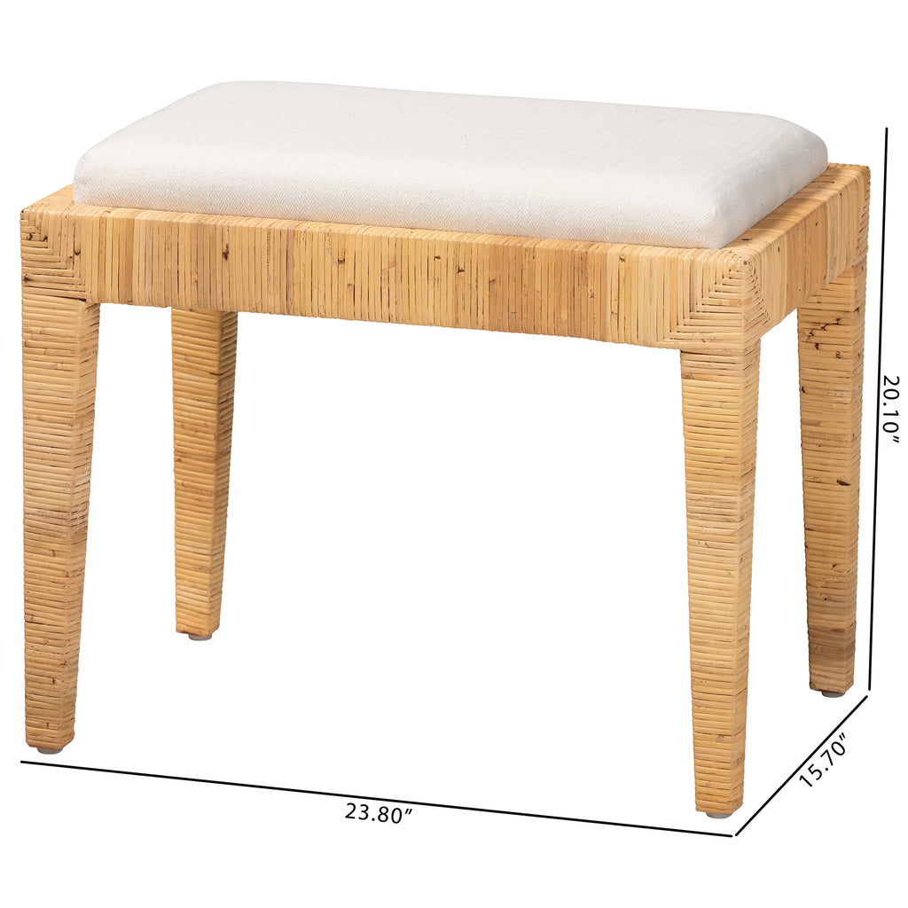 Natural Brown Rattan and Mahogany Wood Ottoman H786222