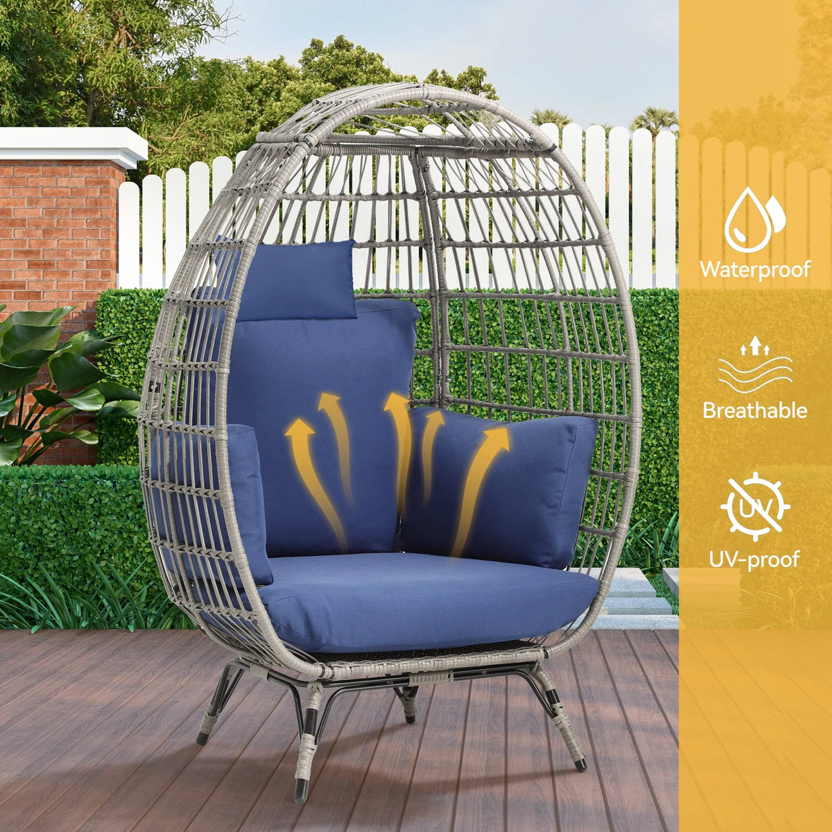 Egg Chair with Cushion Wicker PE Rattan V1536