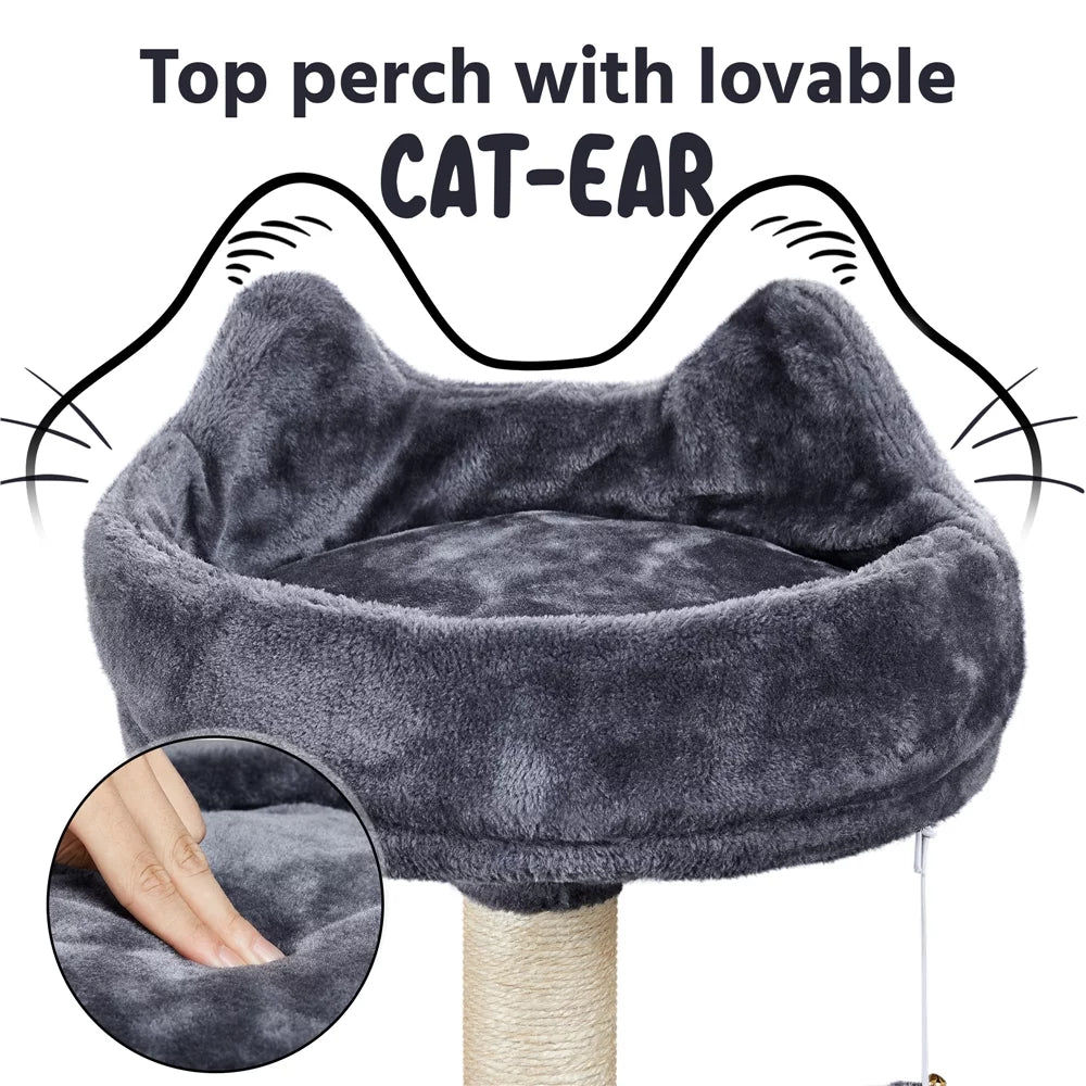 Large Dark Gray Cat Tree with Scratching Board D320