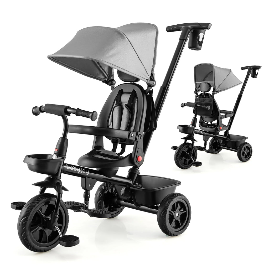 4-in-1 Toddler Tricycle with Adjustable Push Handle D579