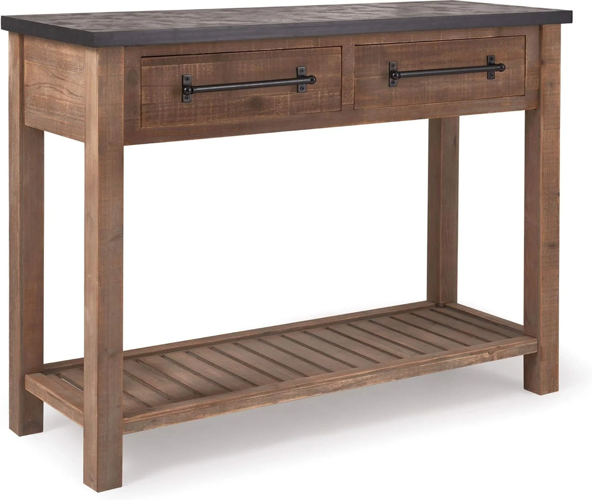 Brown Wooden Console 2 Drawers with Shelf Storage A64822