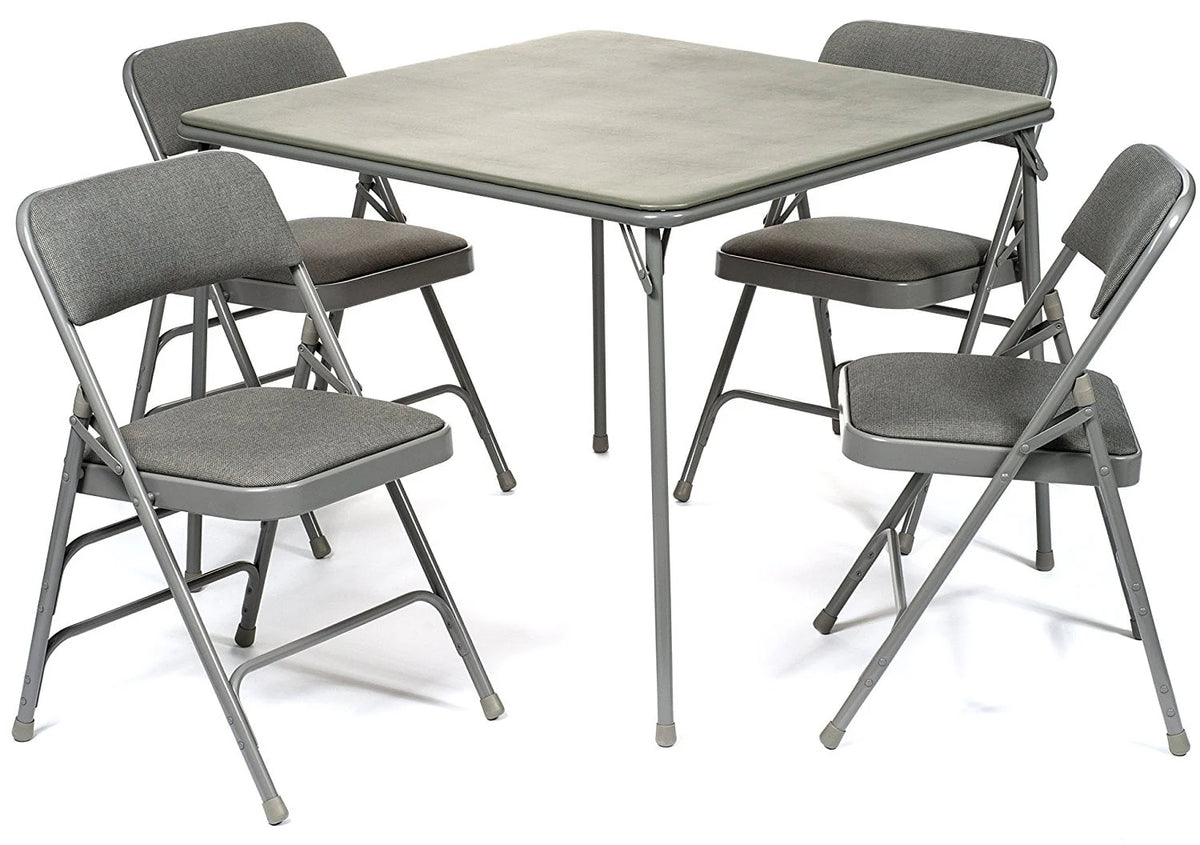Black 5pc Folding Card Table and Padded Chair Set A950130