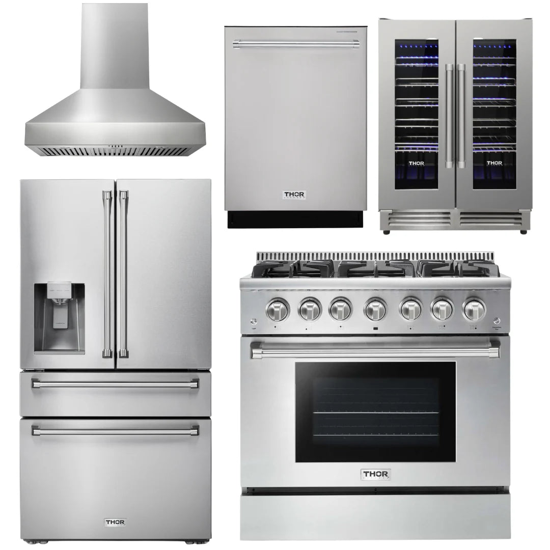 36 Gas Range, Range Hood, Refrigerator, Dishwasher, Wine Cooler I954923