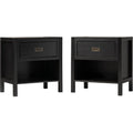 2-Piece 1-Drawer Solid Wood Nightstand Set in Black N587