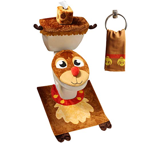 5 Pieces Christmas Theme Bathroom Decoration Set Q23762