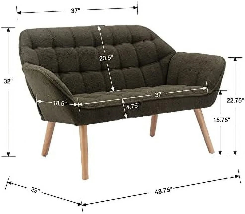 48" Small Fluffy Loveseat Sofa with Wood Legs I65238