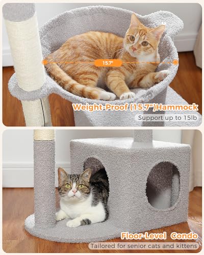 40" Cat Tree with Metal Carpet Hammock and Scratching Post D47089