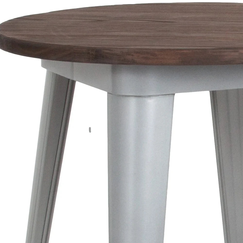 24" Round Metal Indoor Table with Wood Top X199774