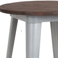 24" Round Metal Indoor Table with Wood Top X199774