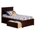 Twin-XL Walnut Hardwood Storage Platform Bed U72067