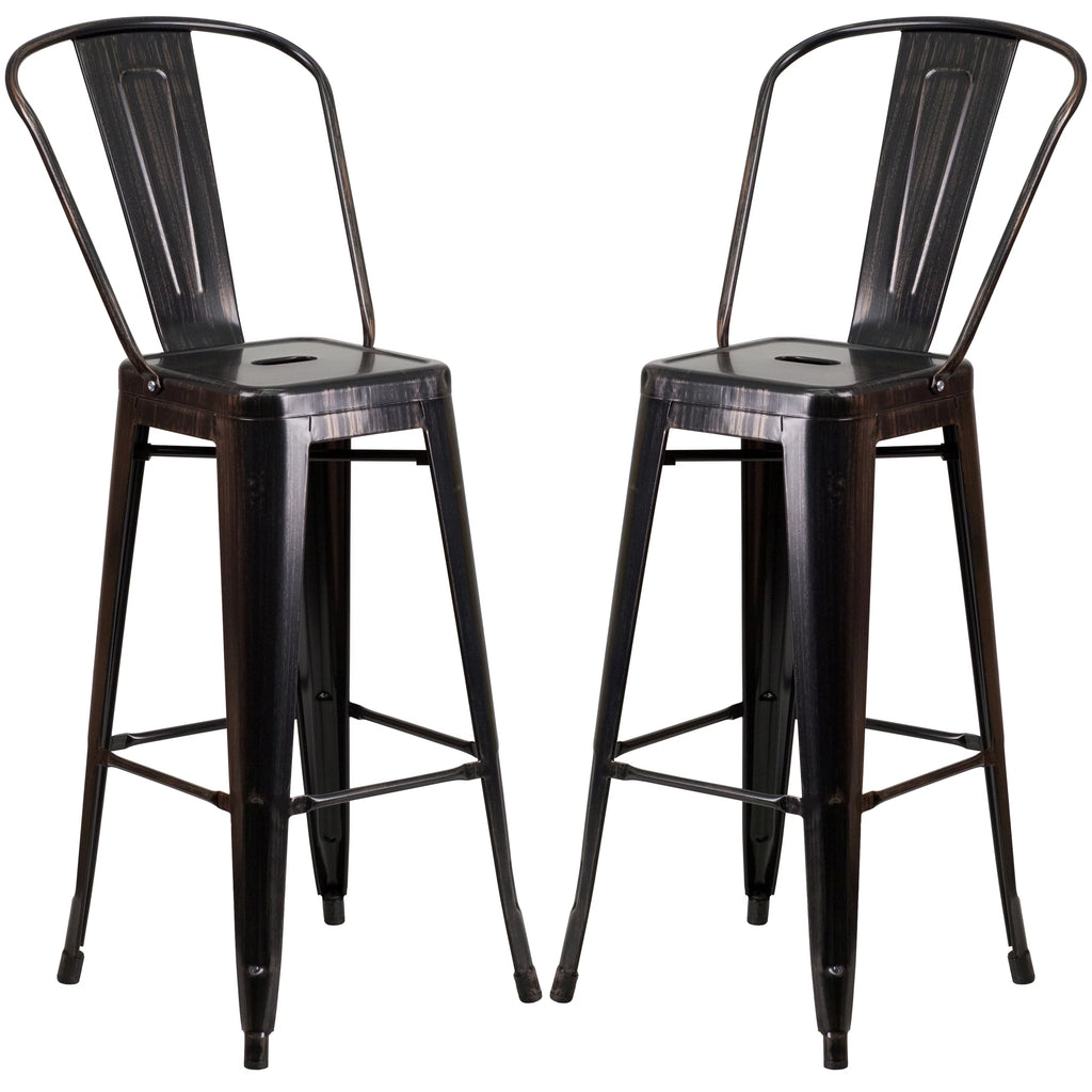 Black Antique Gold Metal Barstool 2 Stools P407