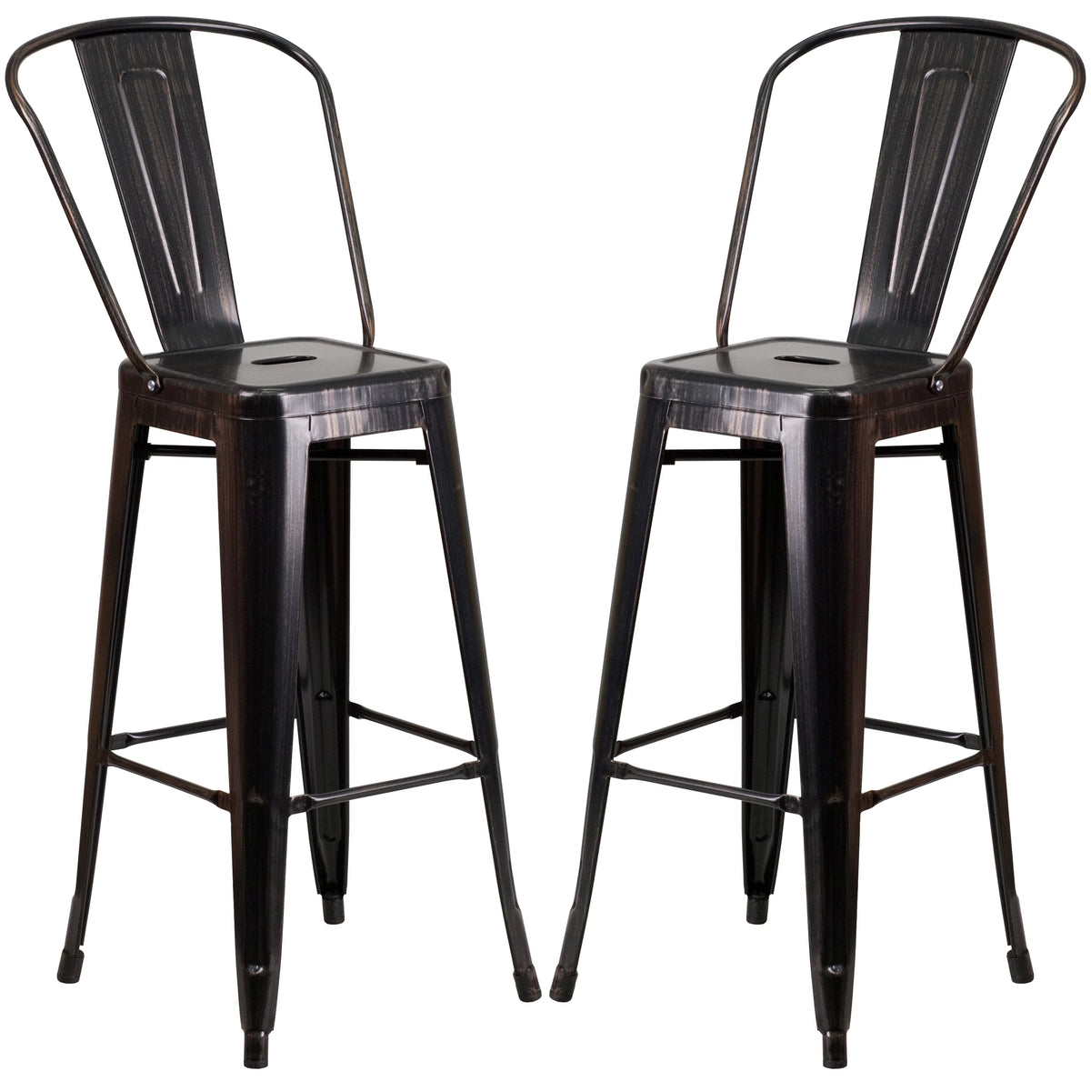 Black Antique Gold Metal Barstool 2 Stools P407