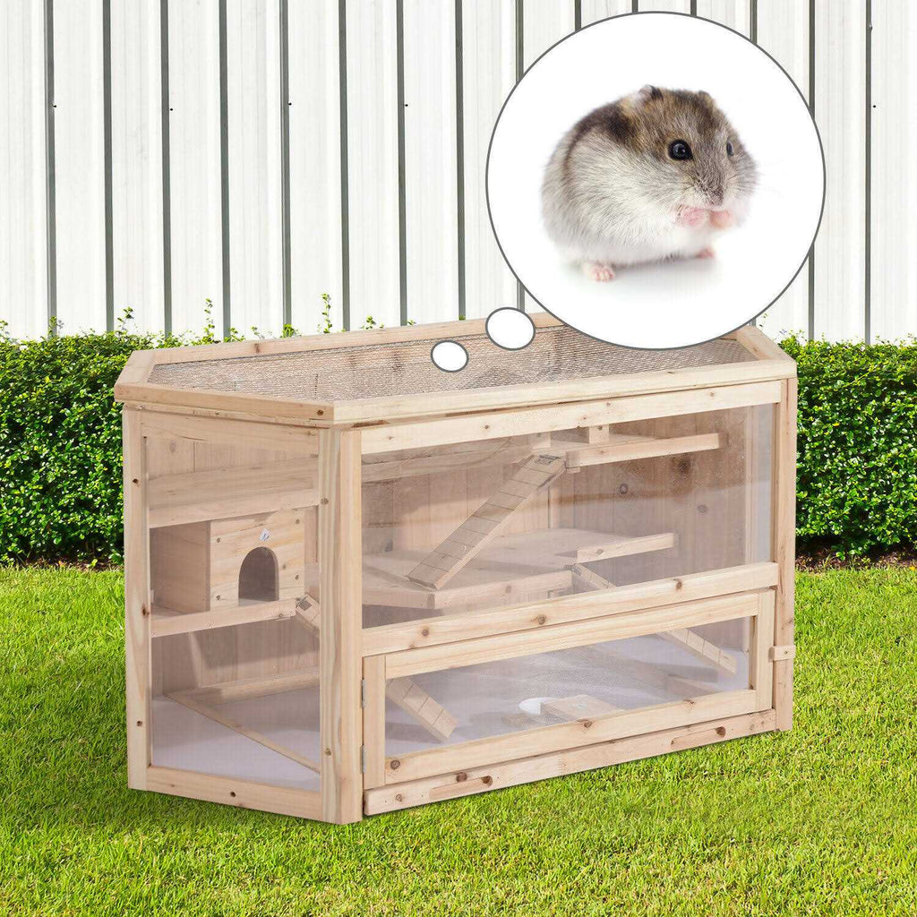 3 Tier Wooden Hamster Cage with Slide P380