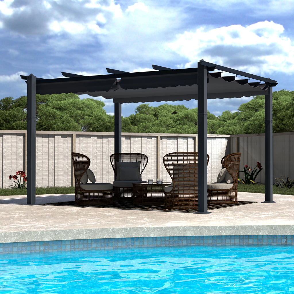 10' x 10' Gray Metal Pergola I4540