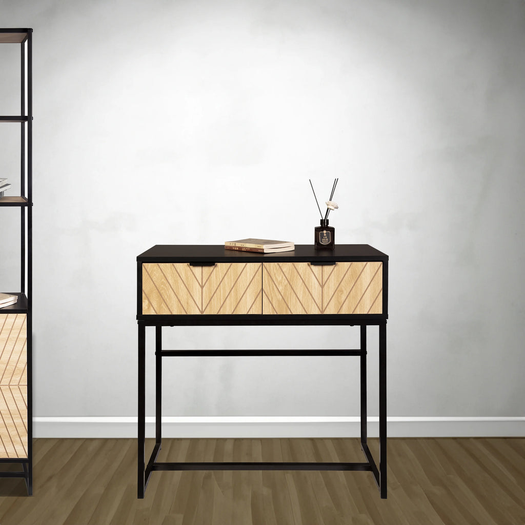 Black Console Table with 2 Wood Drawers X8229