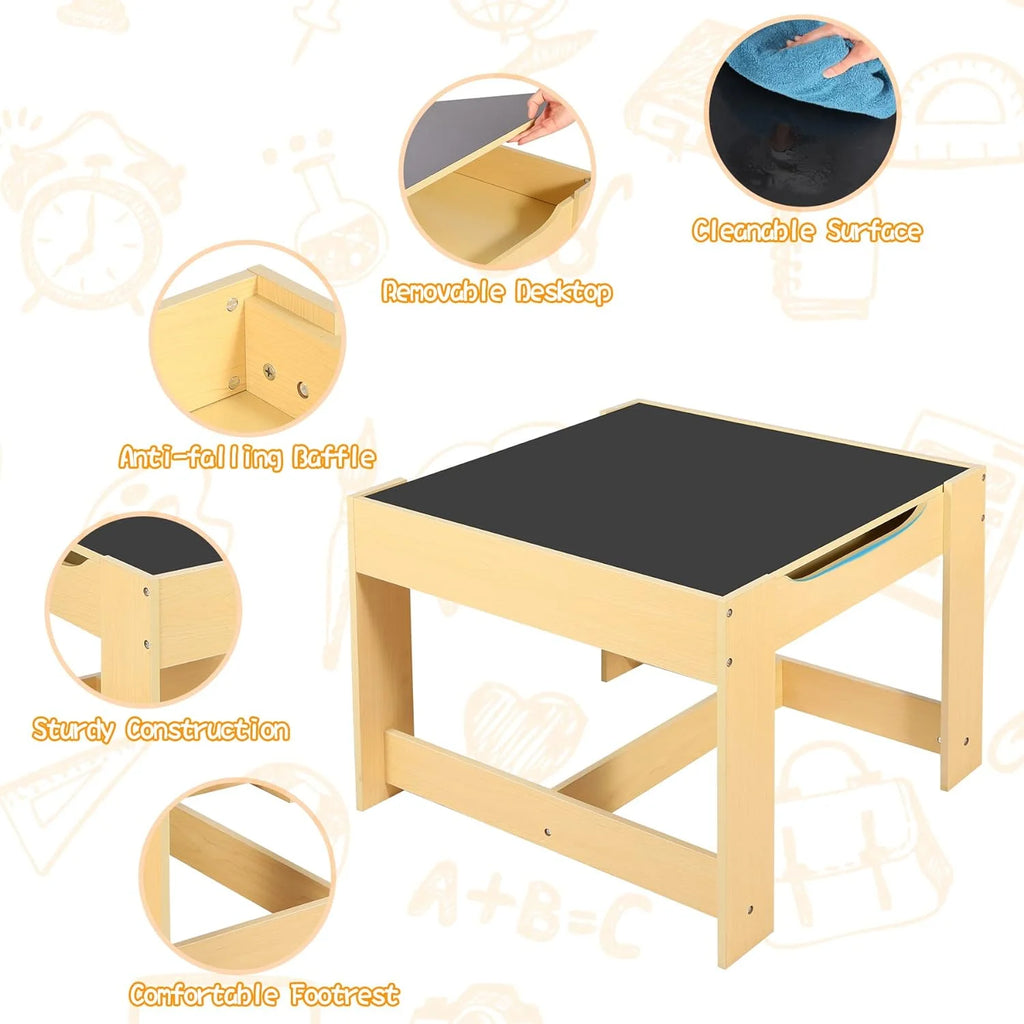 Kids Table and Chair Set with Storage Drawers W92038