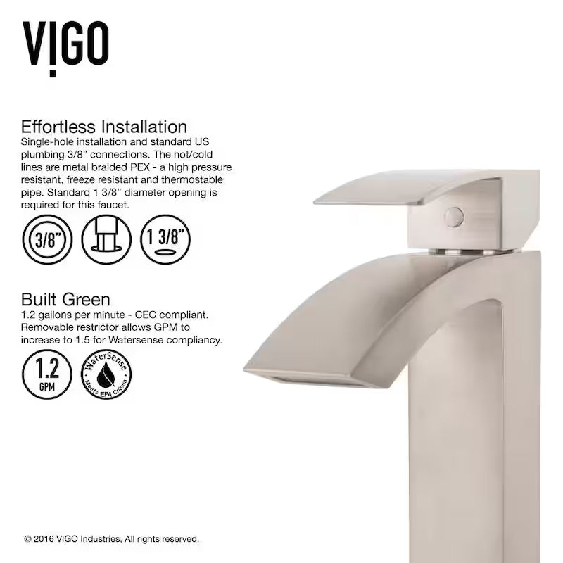 Single Handle Bathroom Faucet Brushed Nickel U943931