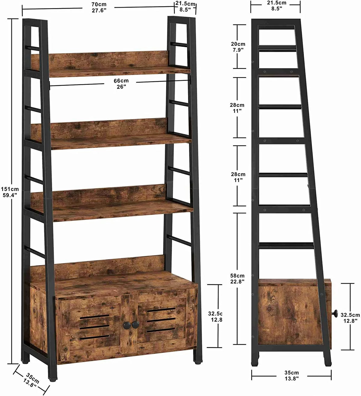 3-Tier Ladder Shelf with Cabinet W605732