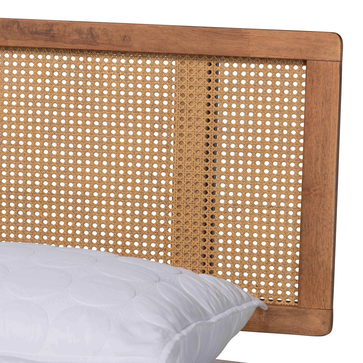 Walnut Brown Wood and Rattan King Size 3-Piece Bedroom Set T16717