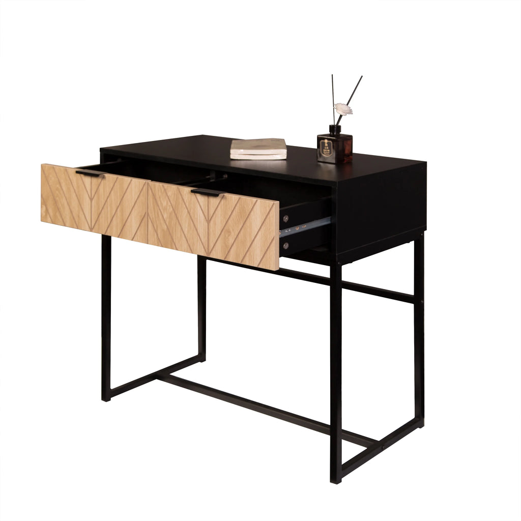 Black Console Table with 2 Wood Drawers X8229