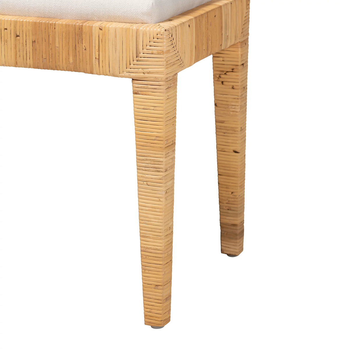 Natural Brown Rattan and Mahogany Wood Ottoman H786222