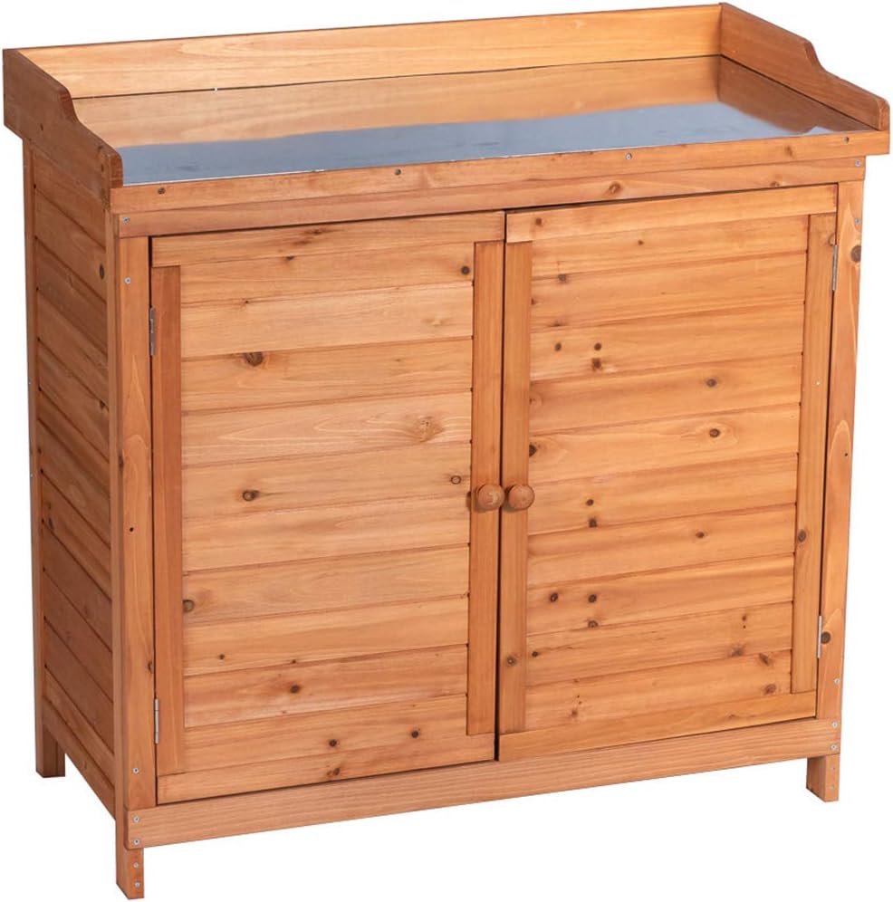 Wooden Outdoor Storage Cabinet with Potting Bench N4512