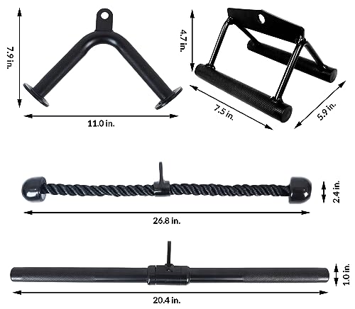 Tricep Press Down Cable Attachment, LAT Pulldown Attachment, V Handle with Rotation, Tricep Rope, Rotating Bar, V-Shaped Bar, 4-Piece C583568