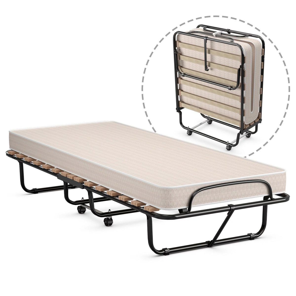 Folding Bed with Memory Foam Mattress L300544