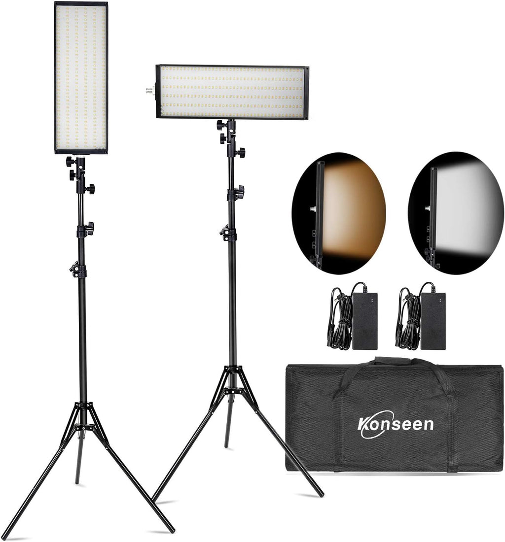 24W 2 Pack Bi-Color LED Video Light Kit with Tripod Stand O80268