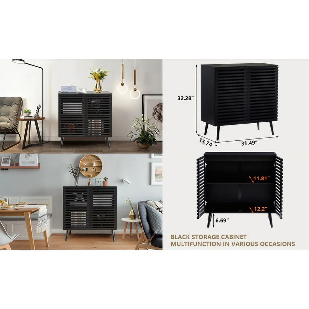 Black 2 Door 2 Tier Sideboard Buffet Cabinet M275