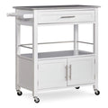 Wood Granite-Top Kitchen Cart in Bright White W852269