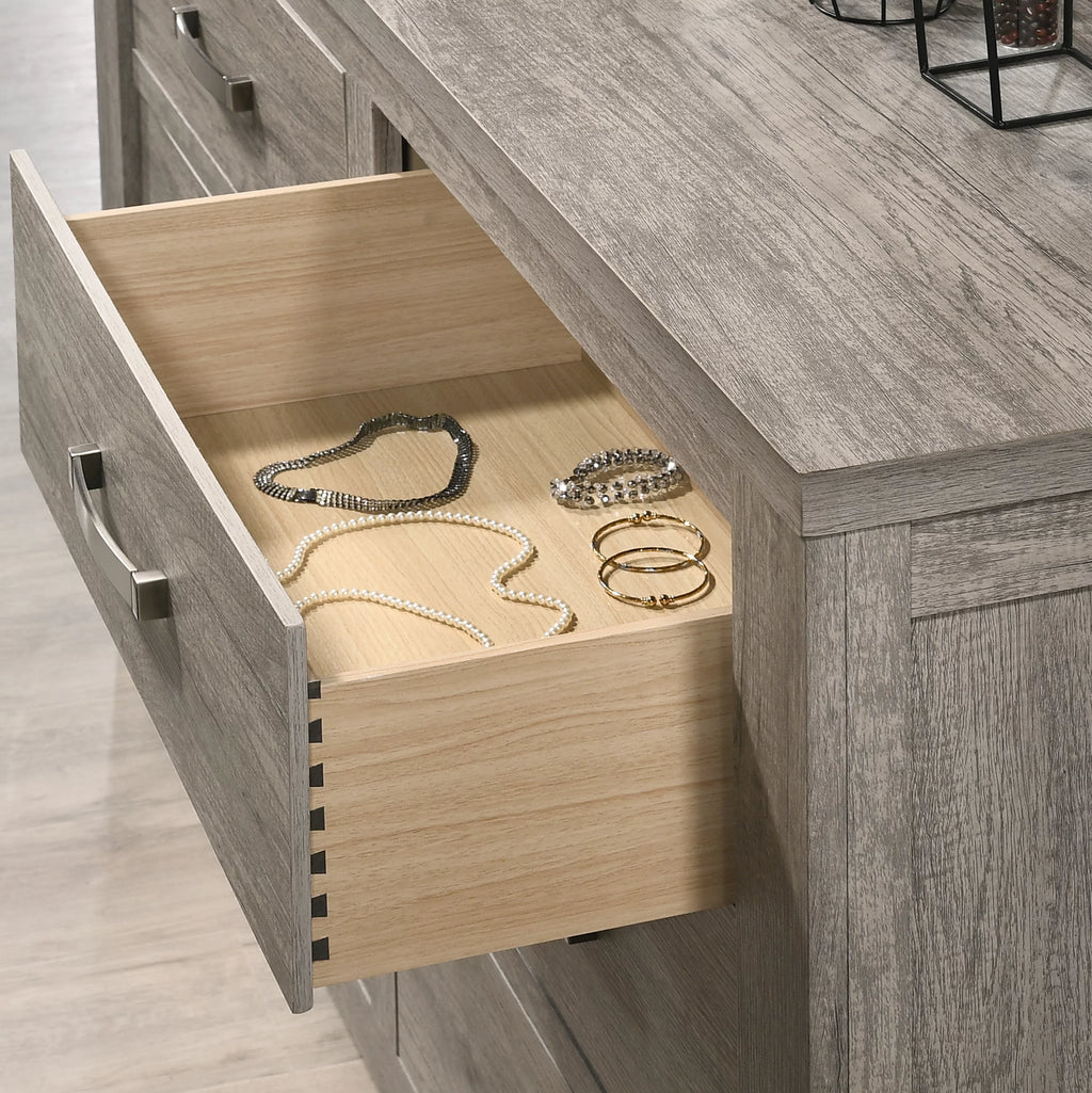 Weathered Gray Wood 6-Drawer Dresser B4573