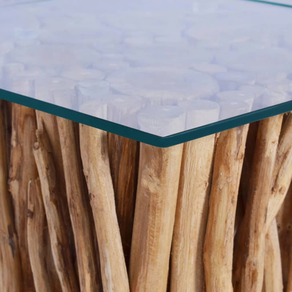 Coffee Table with Glass Solid Teak Wood M843