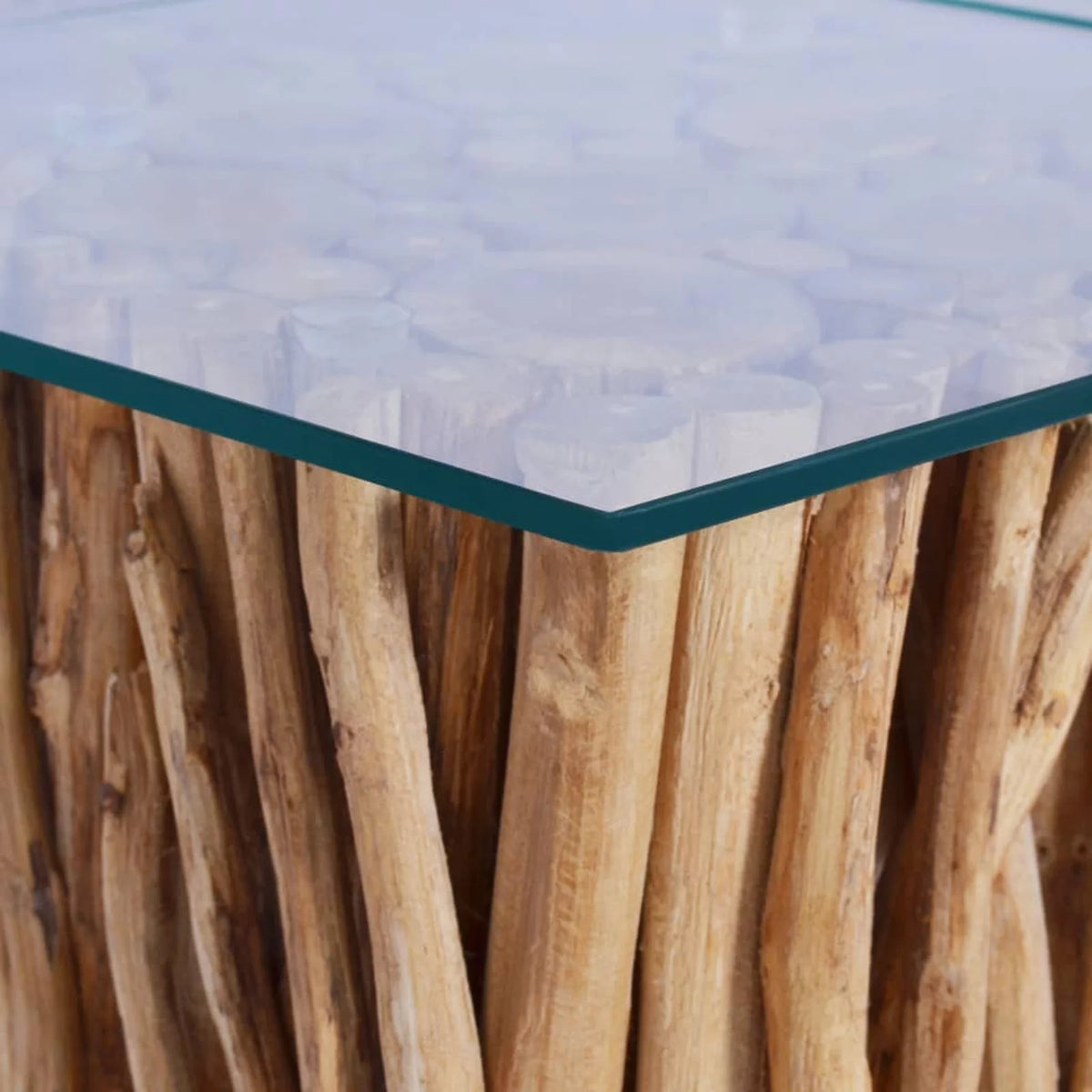 Coffee Table with Glass Solid Teak Wood M843