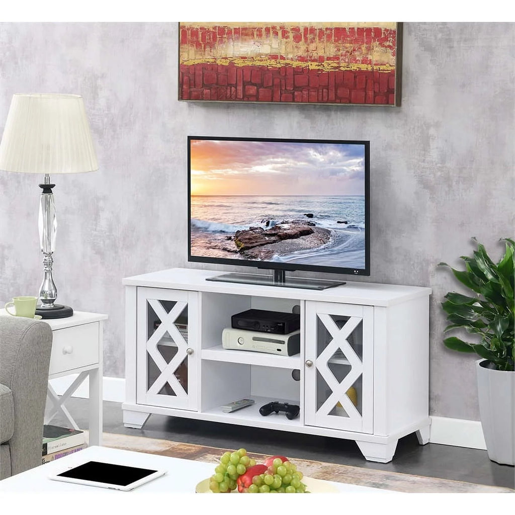 47" White TV Stand with Storage Cabinets T813426
