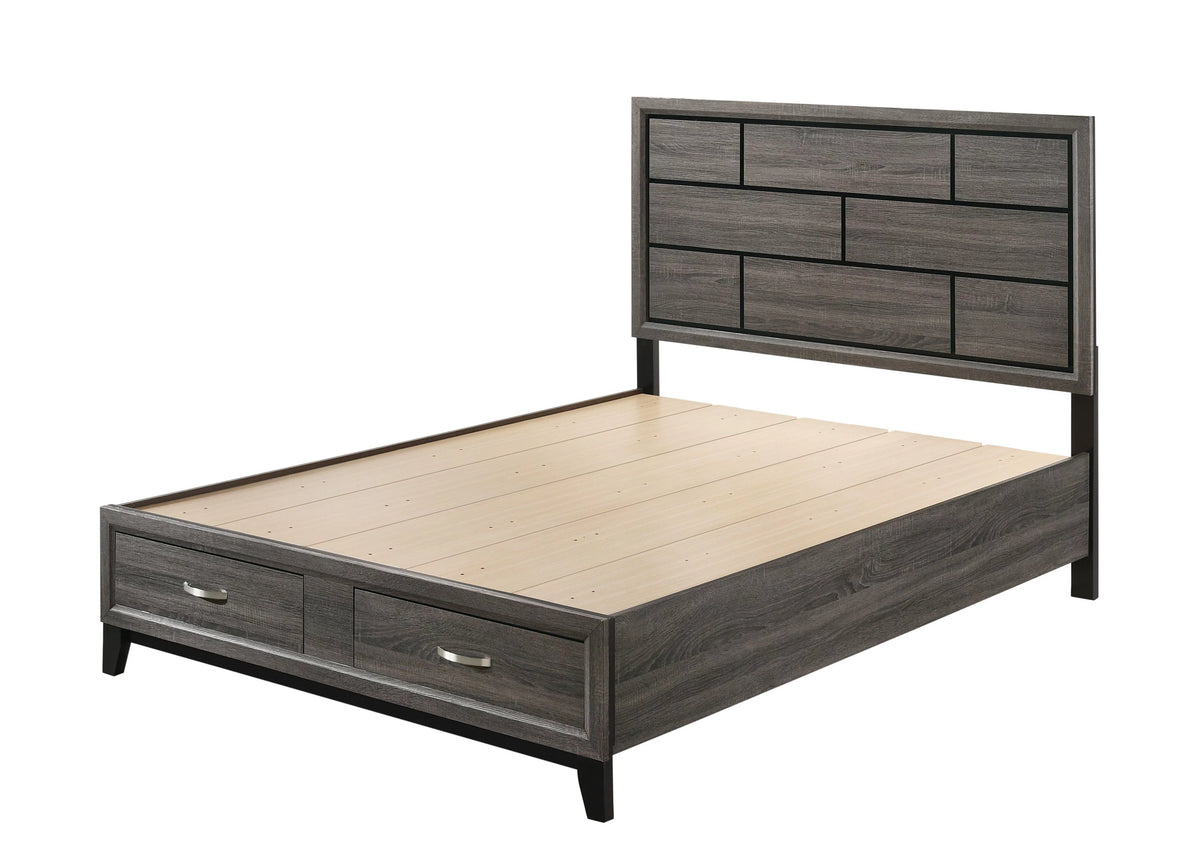 Weathered Gray Eastern King 6pcs Bedroom Set with Storage D17108