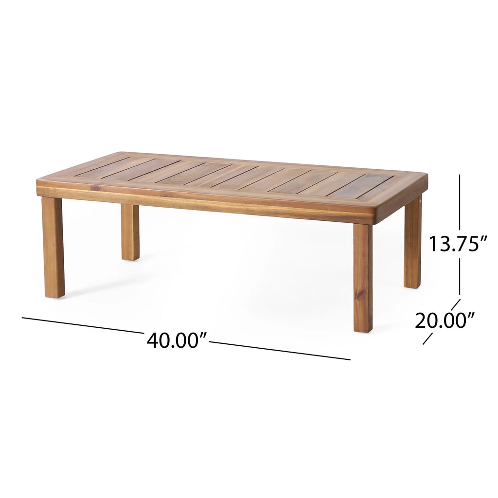 Acacia Wood Outdoor Loveseat and Coffee Table Set with Cushions O68840