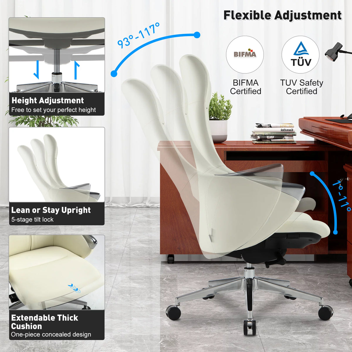 High Back Ergonomic Leather Office Chair with Adjustable Height and Tilt G64332