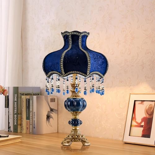 Fabric Lampshade Antique Varnished Resin Table Lamp J92561