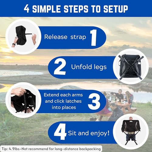 Portable Adjustable Height Folding Camping Chair Black J487185